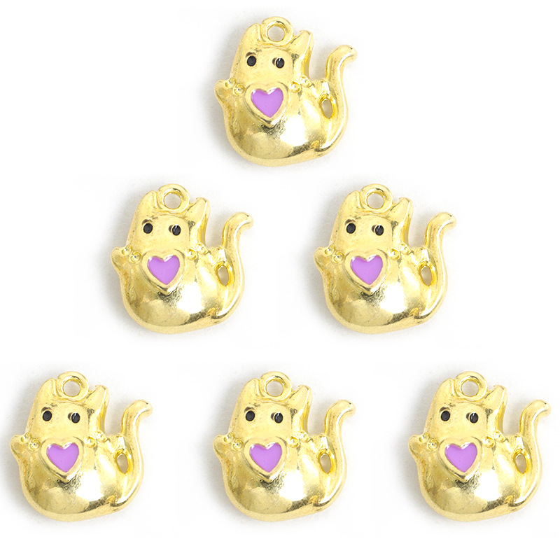 立体爱心猫咪滴油合金挂件 万圣节幽灵小鬼DIY饰品配件吊坠配饰批详情13