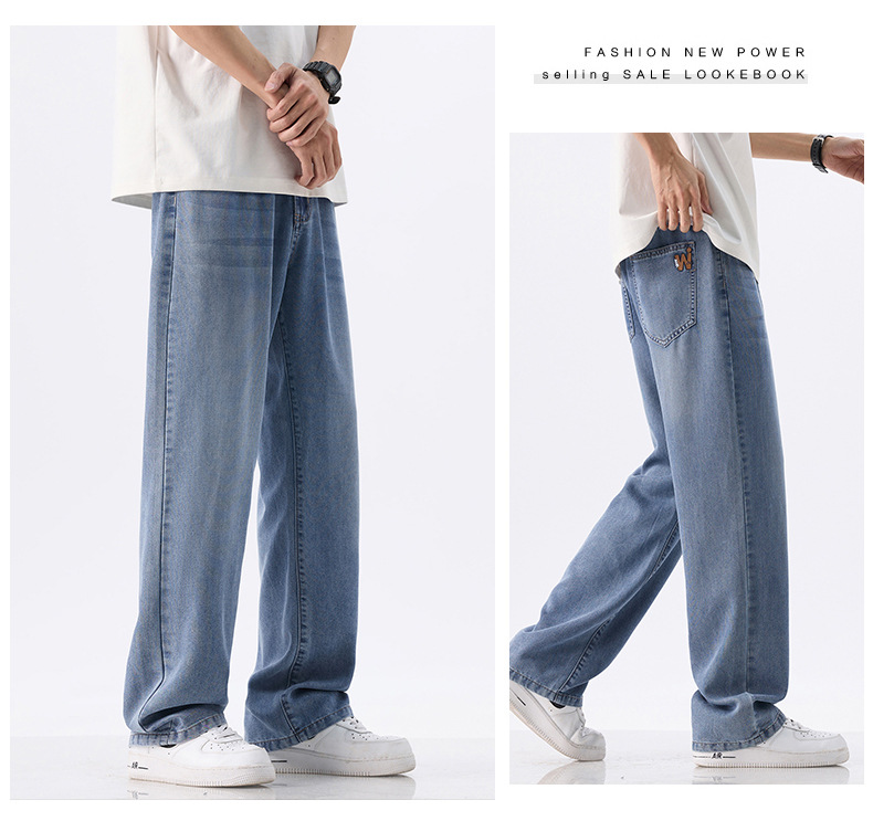 2025天丝牛仔裤男款夏季新款薄款直筒阔腿莱赛尔男士冰丝休闲裤子详情17