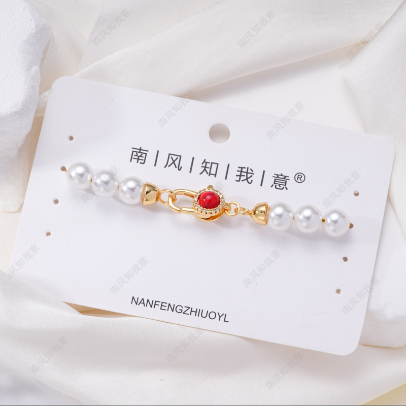 Pearl necklace clasp rose shell blade pin clasp connection end clasp sweater chain diy jewelry accessory pearl necklace clasp head full inlay zircon heavy industry lobster clasp spring clasp handmade end clasp sweater chain pic 31