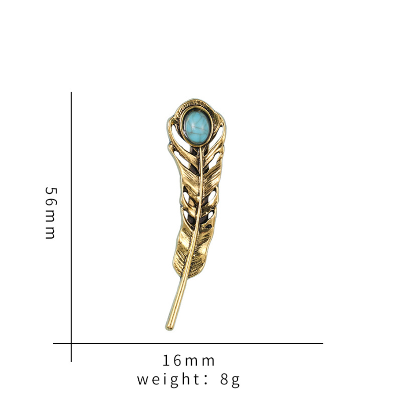 European and American feather shirt brooches, summer retro hollowed-out gemstone clothing jackets, personalized and fashionable shirt pins and accessories pic 6
