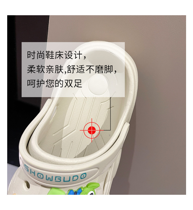 巴斯洞洞鞋女夏季外穿踩屎感卡通情侣2024新款增高厚底两穿拖鞋女详情6