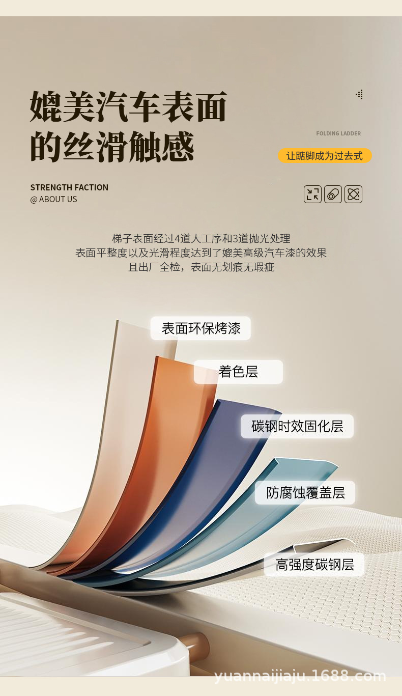 ✅家用折叠加厚人字梯红入宅梯凳梯搬家礼物轻奢详情5