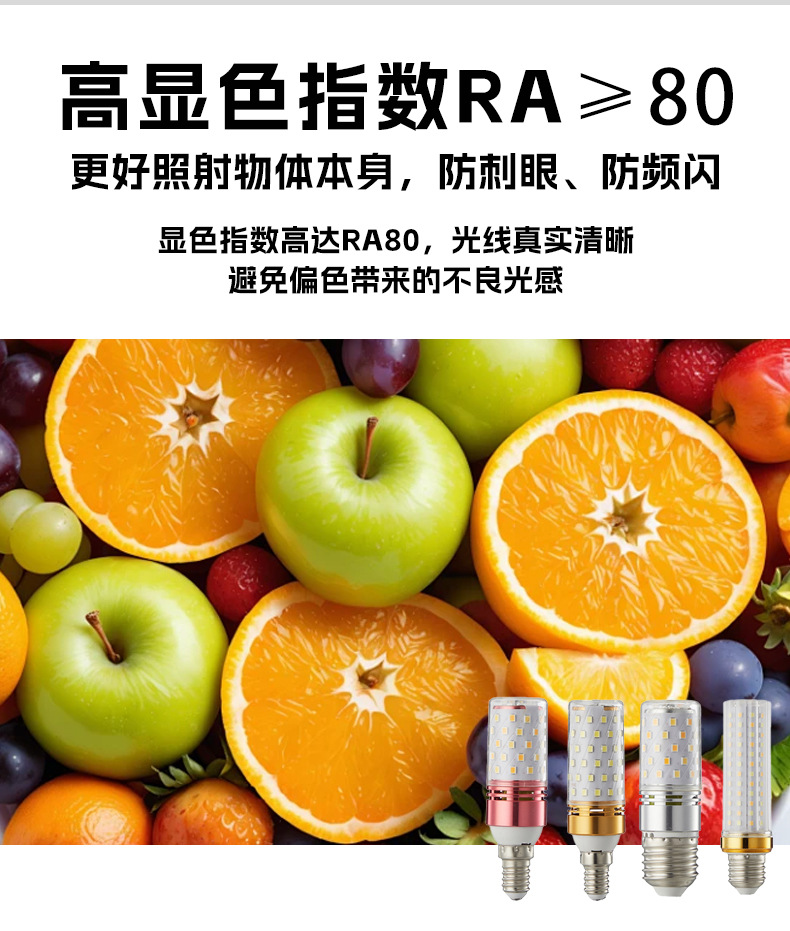 LED灯泡玉米灯e14小螺口E27螺纹节能灯家用光头强玉米灯家用灯泡详情6