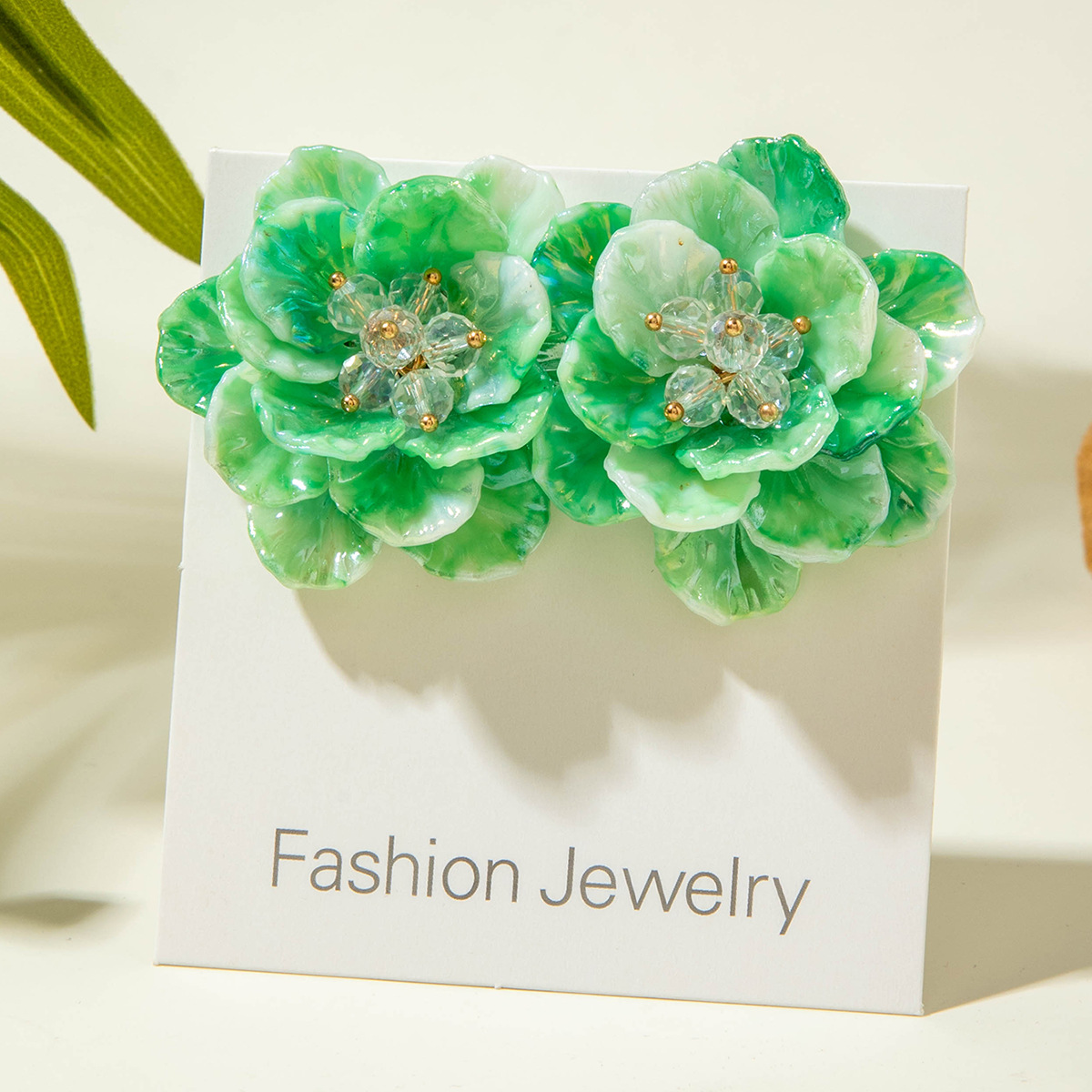 亚马逊跨境清新甜美彩色树脂花瓣花朵耳钉气质多巴胺 耳环耳饰女详情90