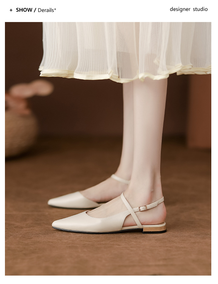 女鞋夏季女2025法式不累脚单鞋舒适平底气质后空包头凉鞋女时尚详情15