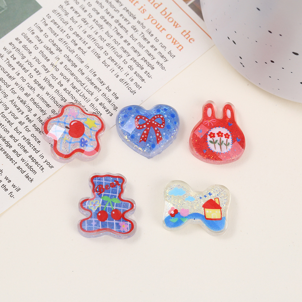High-transparency sequin cut surface, little bear heart, epoxy resin AB glue accessories, diy jewelry accessories, handcrafted hair accessories, cream glue material pic 2
