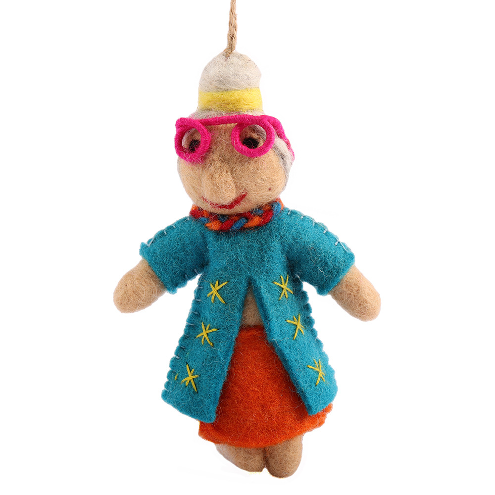 Fashionable old lady Nepalese handmade wool felt pendant, high appearance level three-dimensional doll pendant, bag pendant pic 5