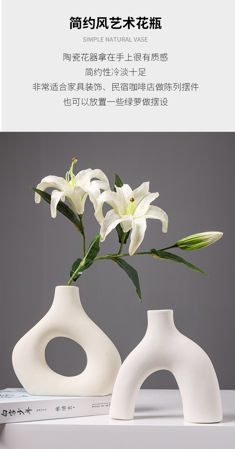 2025 Nordic Ins-style ceramic vase, creative living room flower arrangement, high-end artistic home decoration for hotels and homestays pic 8
