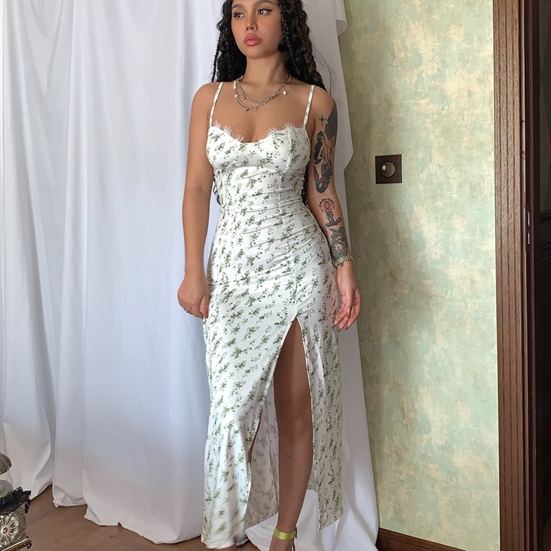 2024欧美风春季时尚新款小碎花开叉吊带连衣裙亚马逊外贸批发女装详情19