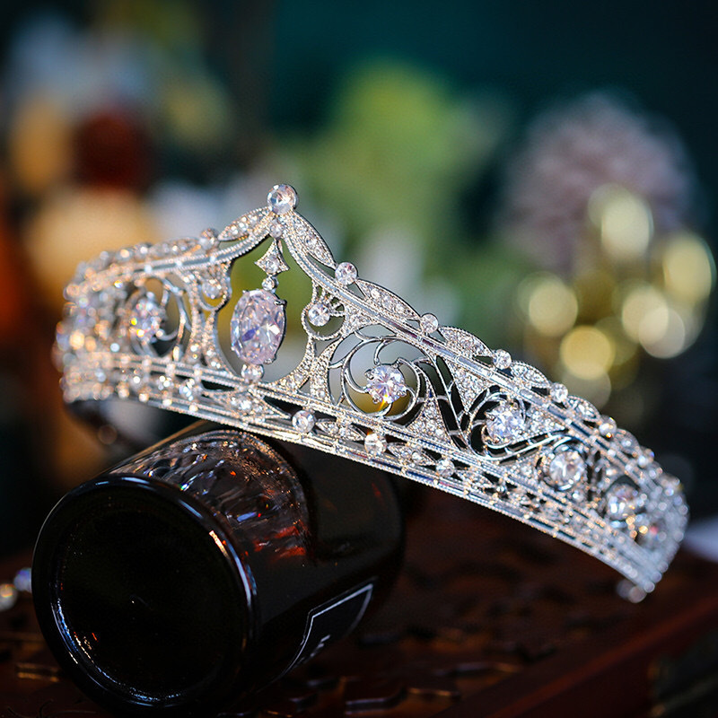 European and American retro Baroque full diamond crown bride headwear, crown wedding birthday princess hair band pic 3