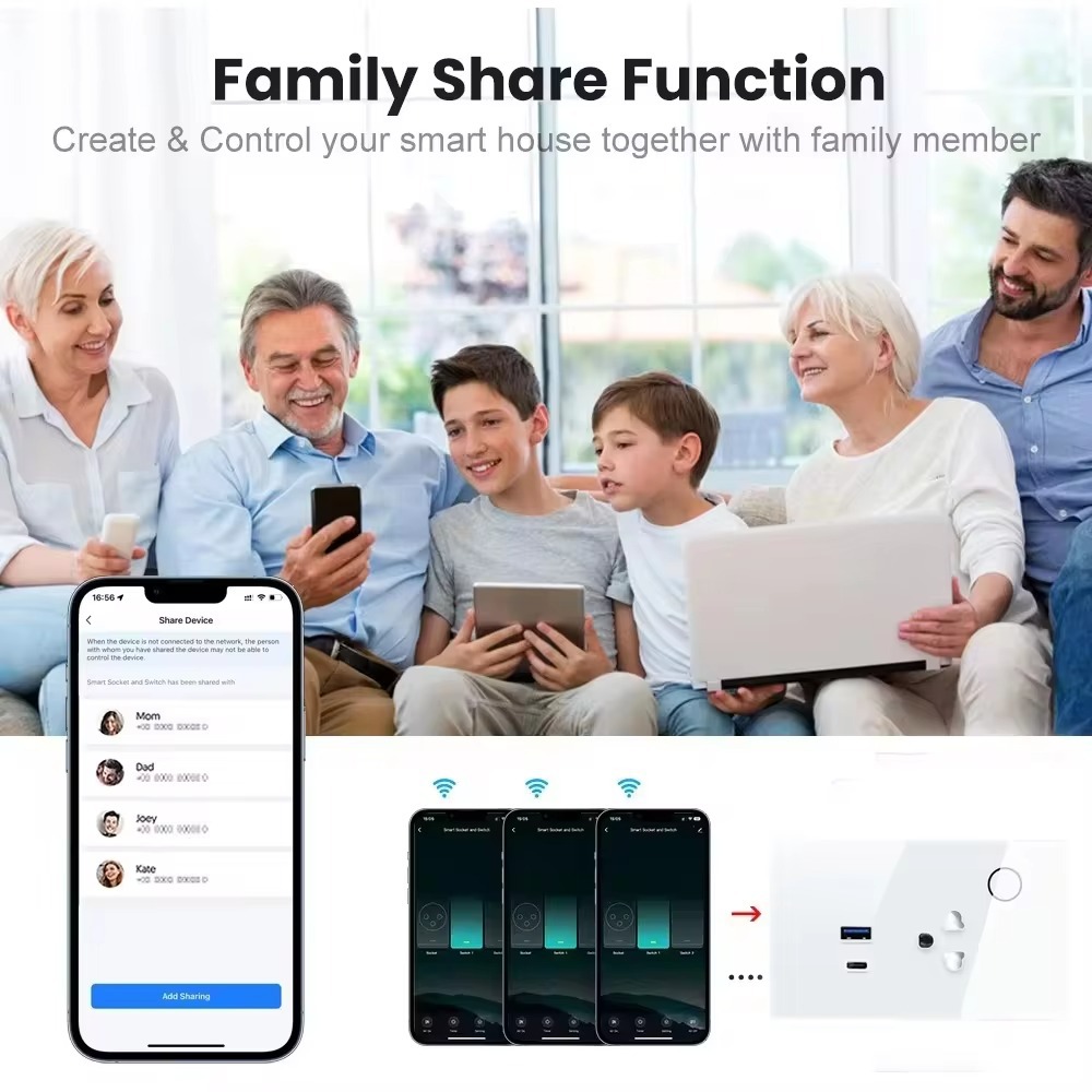 Thai standard WiFi smart Graffiti 16A wall socket standard power source socket USB /Type-C pic 9