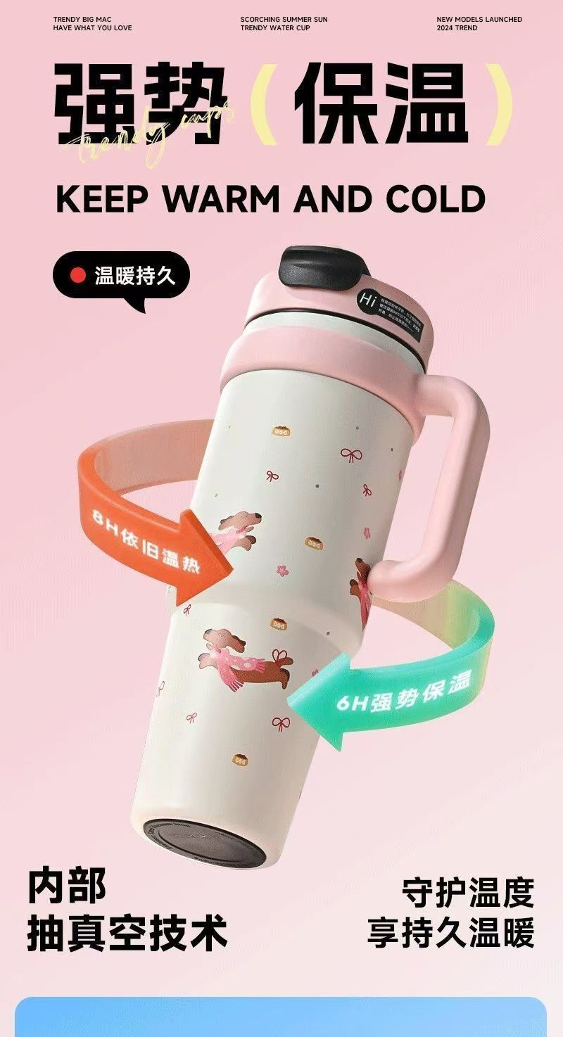 汽车杯保温杯316不锈钢杯子大容量冰霸杯加厚吸管杯 可爱家用水杯详情7