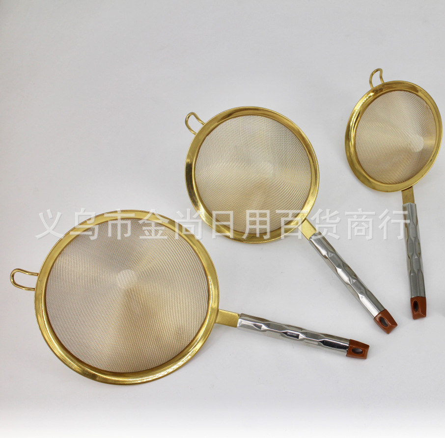 Household water cube steel handle conical deep mesh drain 304 stainless steel oil grid plate, fried chicken and French fries oil filter pic 4