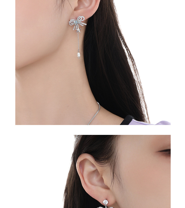 Pearl bow series personalized earrings, fashionable, sweet and cool style, exquisite and niche design, unique earrings necklace, custom-made necklace pic 11