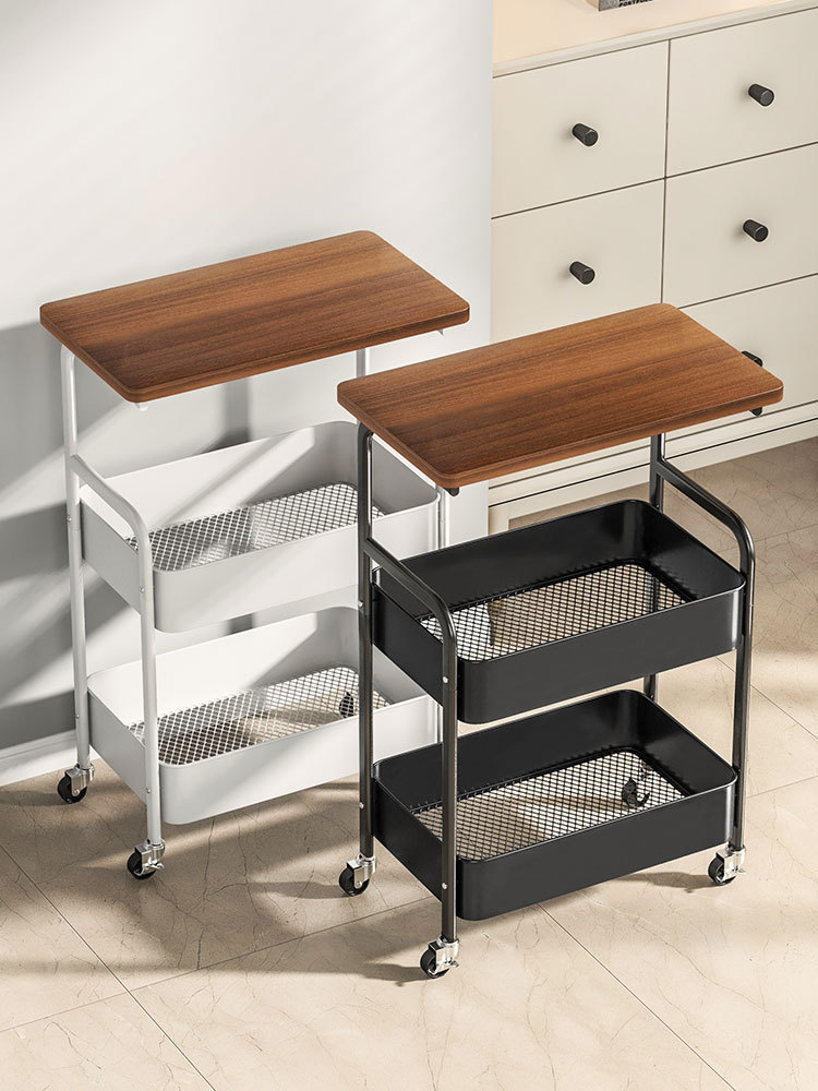 厨房置物架多层桌面可移动办公室收纳小推车带桌板卧室铁艺零食架详情7