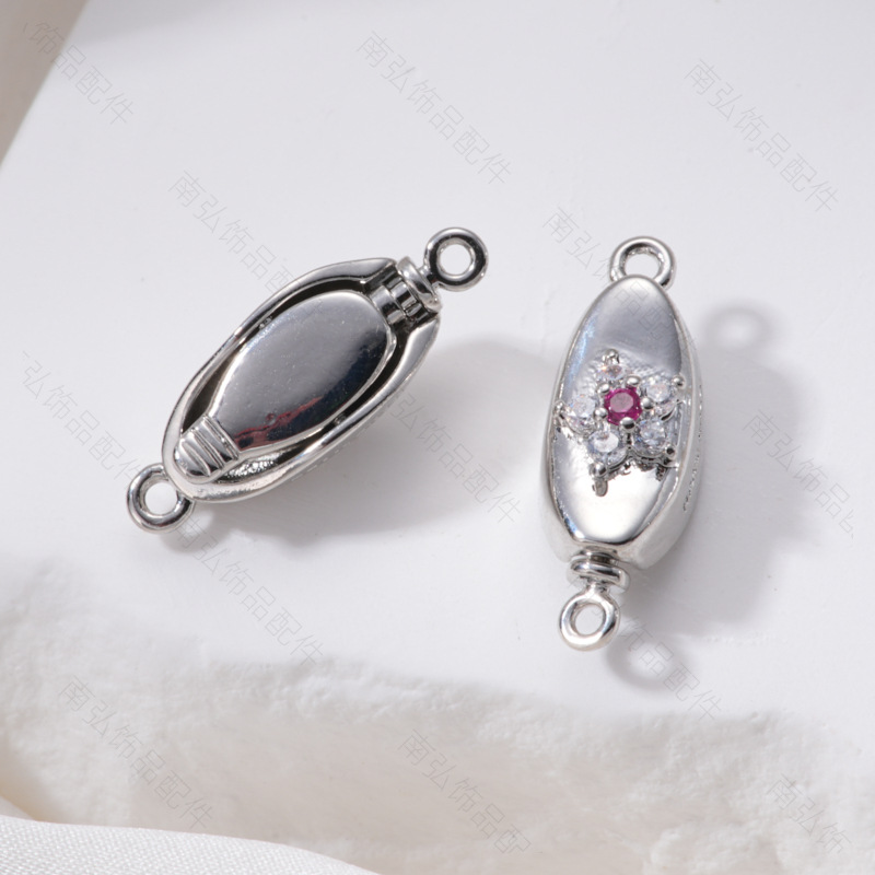 18k micro-inlaid gold ingot buckle diy pearl necklace connecting buckle bracelet sweater chain pin rod buckle Press buckle Original design pic 8