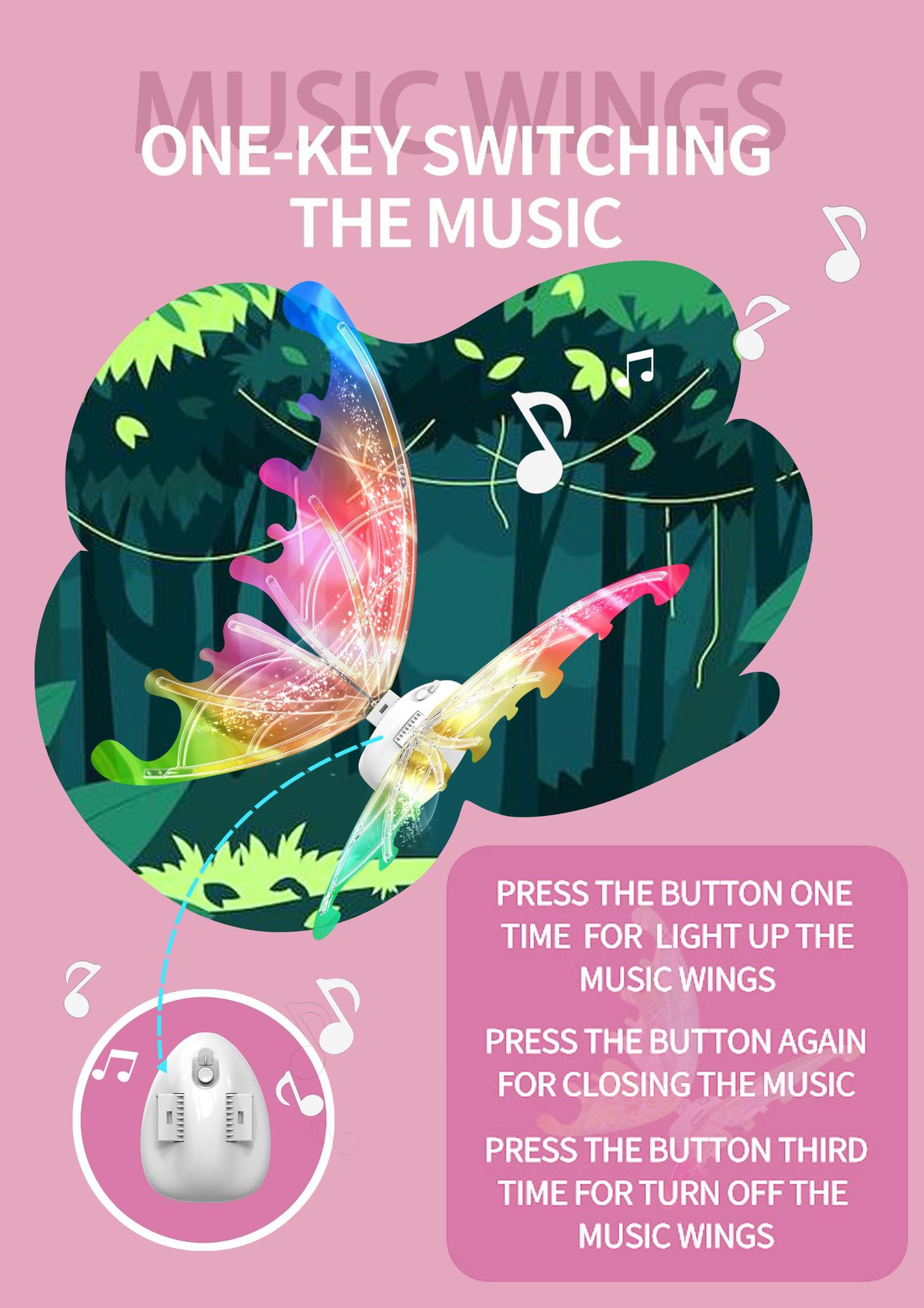 会动的精灵羽翼电动蝴蝶翅膀狗狗天使背饰儿童发光玩具小女孩礼物详情3