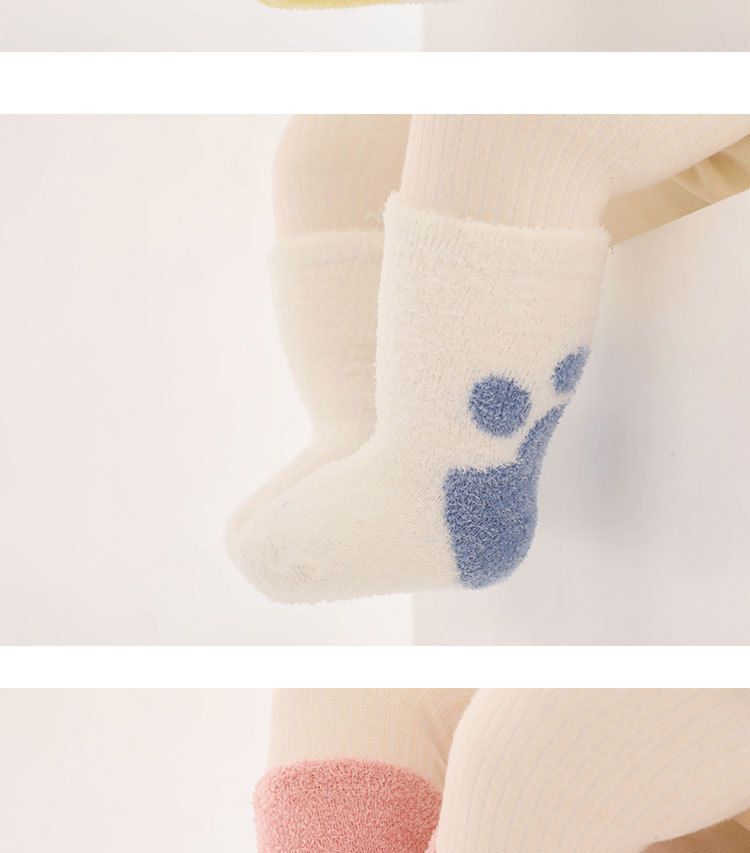 秋冬婴儿袜子加绒加厚0-3岁新生儿毛圈袜加厚儿童保暖中筒袜详情5