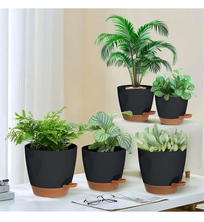 Amazon's new integrated flowerpot base and tray, a creative flowerpot with a high-end feel, self-watering, cross-border high appearance level pic 11