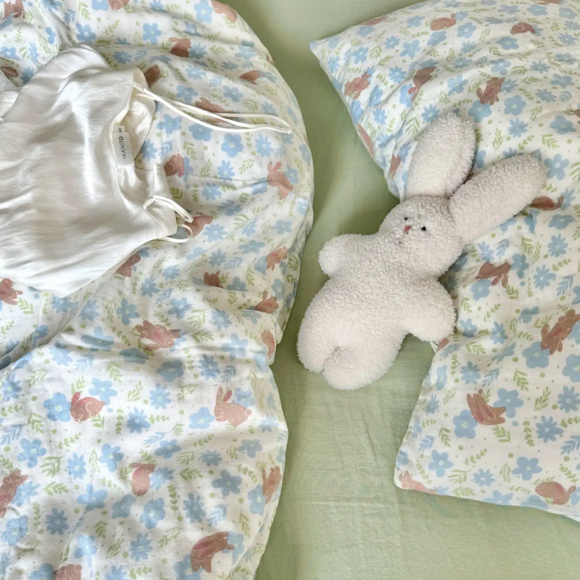 小红书A类全棉有氧双层纱四件套母婴级透气纯棉纱布小清新Kitty猫详情56