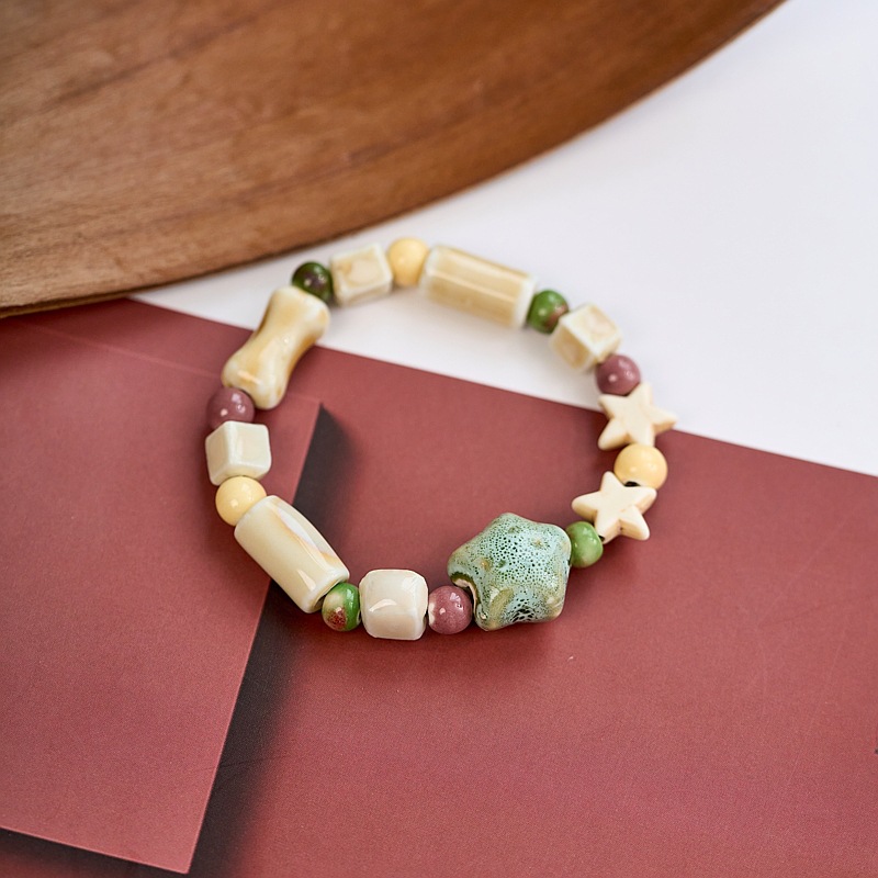 景德镇陶瓷手链新不掉色女夏季百搭学生古风串珠手串小清新流行详情7