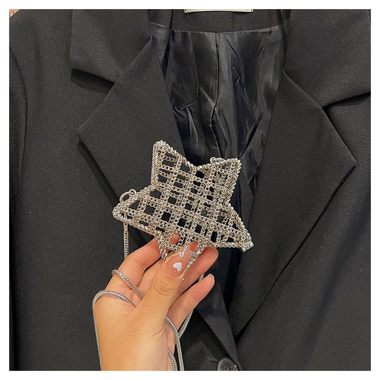 跨境2024夏新款小香风镂空金属星星包晚宴包单肩斜挎气质链条女包详情35