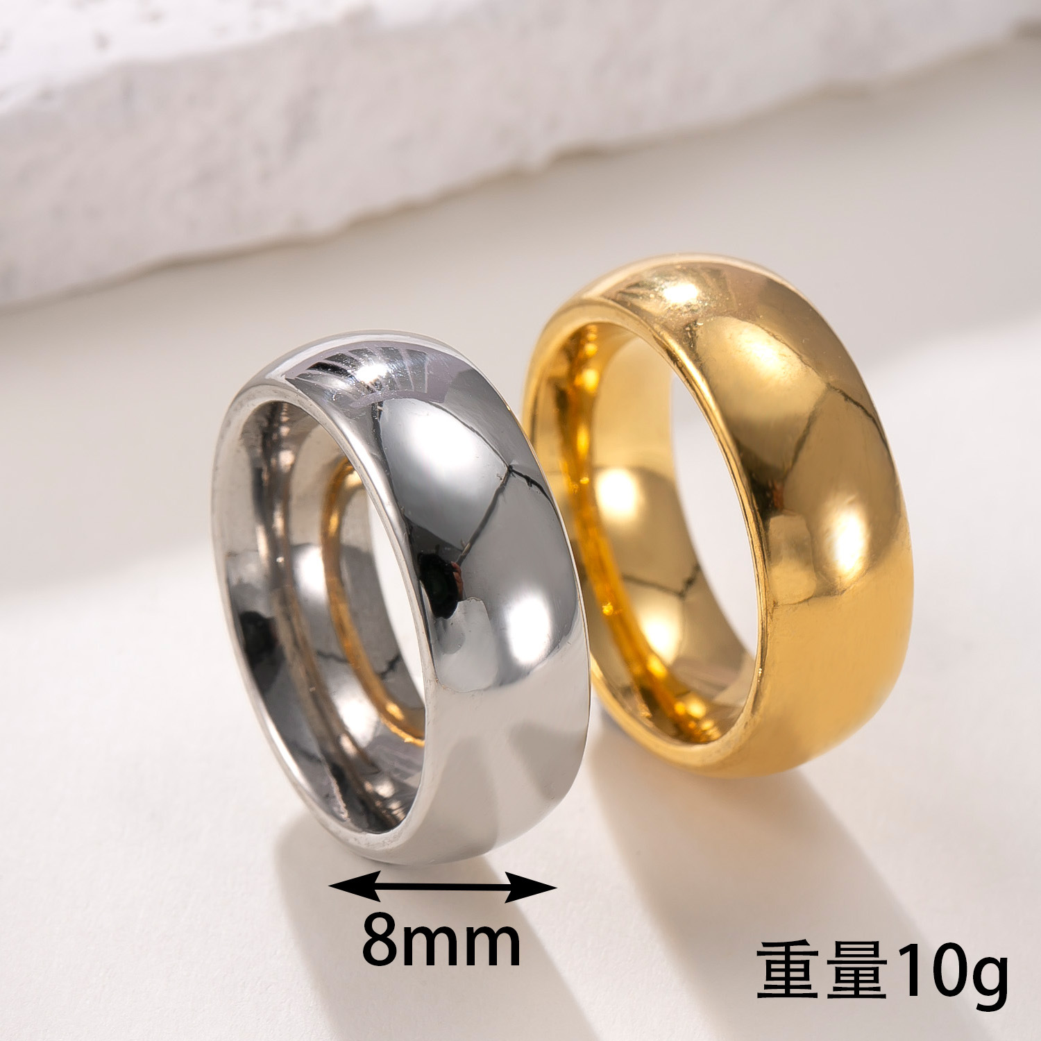 跨境爆款不锈钢戒指3/4/6/8mm内外球光面指环时尚简约钛钢饰品厂详情18