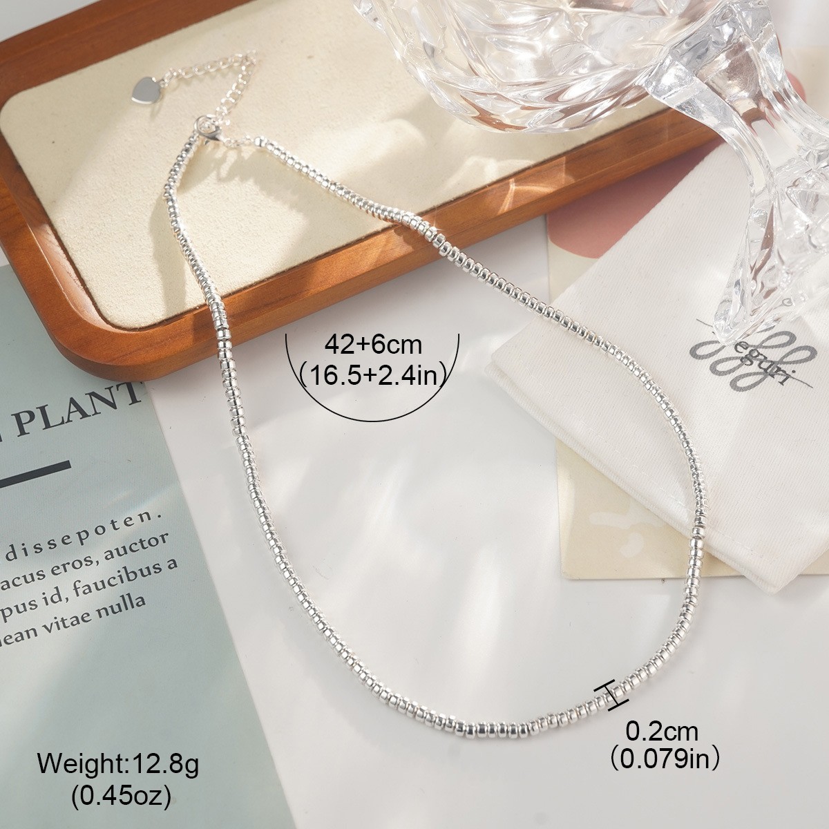 Summer fresh and delicate silver necklace, summer niche and versatile high-end collarbone chain, simple and individual beaded wholesale pic 22