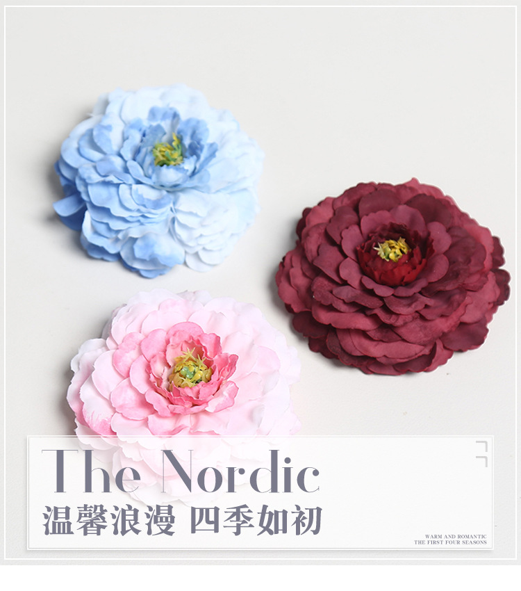 龙鲤牡丹仿真花头婚礼摄影绢花室内家居软装假花DIY簪花厂家批发详情1