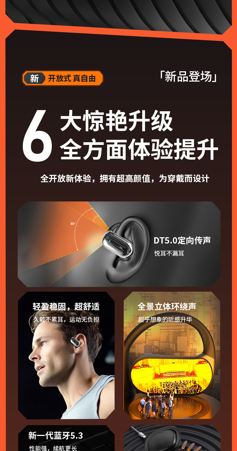 Open Bluetooth headphones, no pain after long-term use during exercise, AI intelligent translation headphones, brand new Bluetooth 5.4 pic 8
