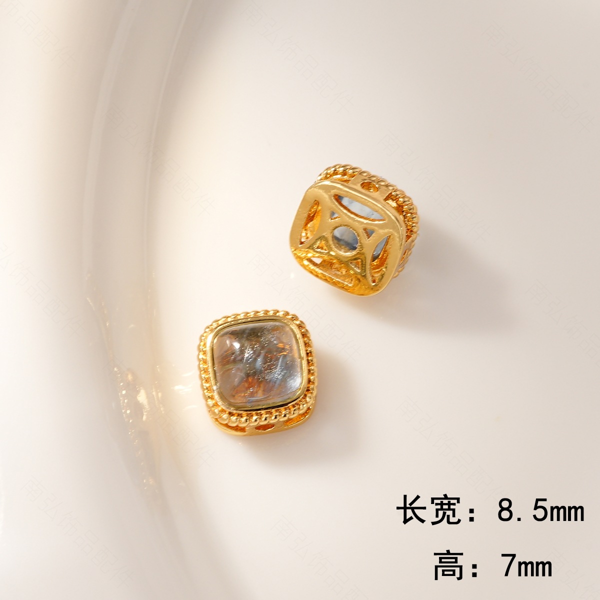 Zircon turquoise aquamarine beads, copper plated with real gold, color retention, high-end style bracelet, necklace clasp DIY accessory pic 9