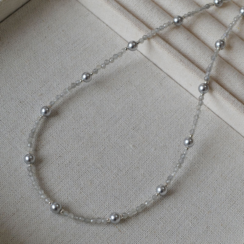 日韩小众设计闪亮彩色锆石满天星珍珠清新甜美高级感项链锁骨链女详情18