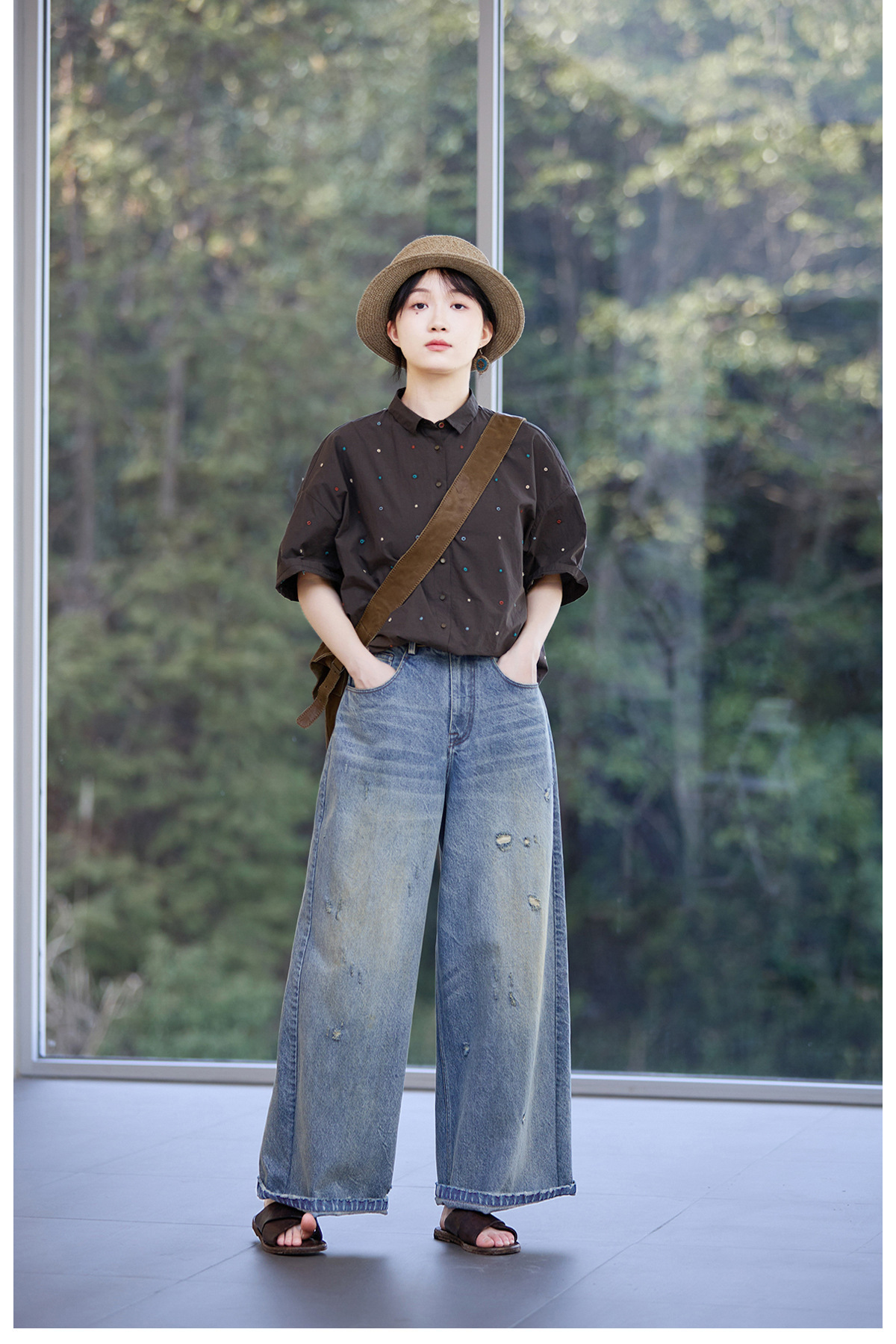 【 Random Thoughts 】 Summer Storm Ripped Heavy Washed jeans straight-leg pants for all four seasons pic 67