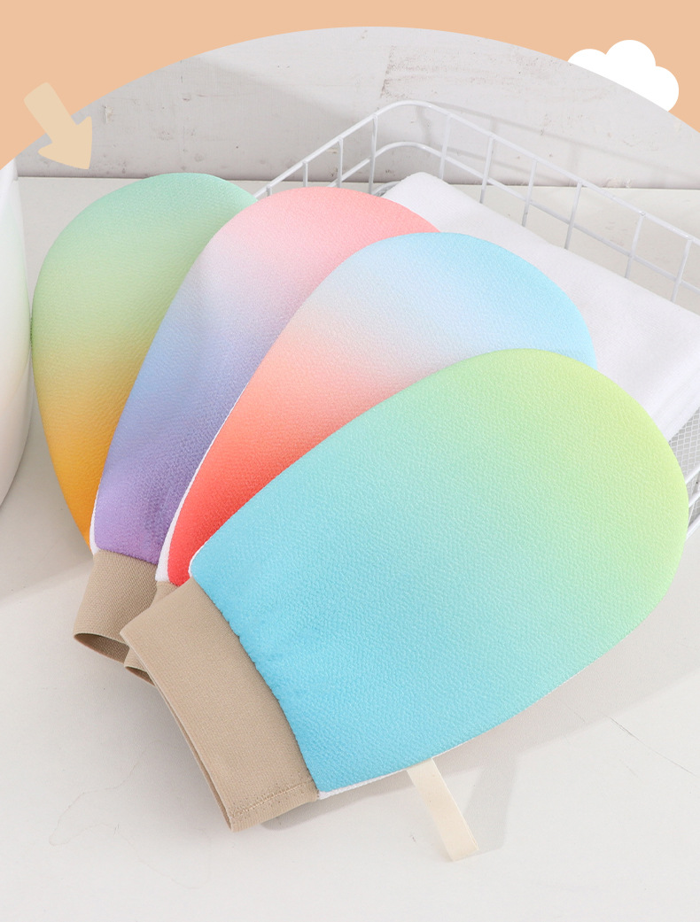 新款彩虹渐变搓澡巾无痛下泥洗澡巾家用搓澡手套高颜值洗澡搓澡巾详情8