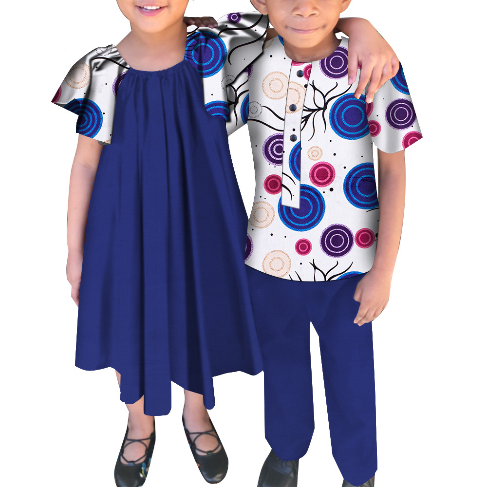 儿童服装 蓝紫图案童装 男孩女孩连衣裙套装春夏款详情14