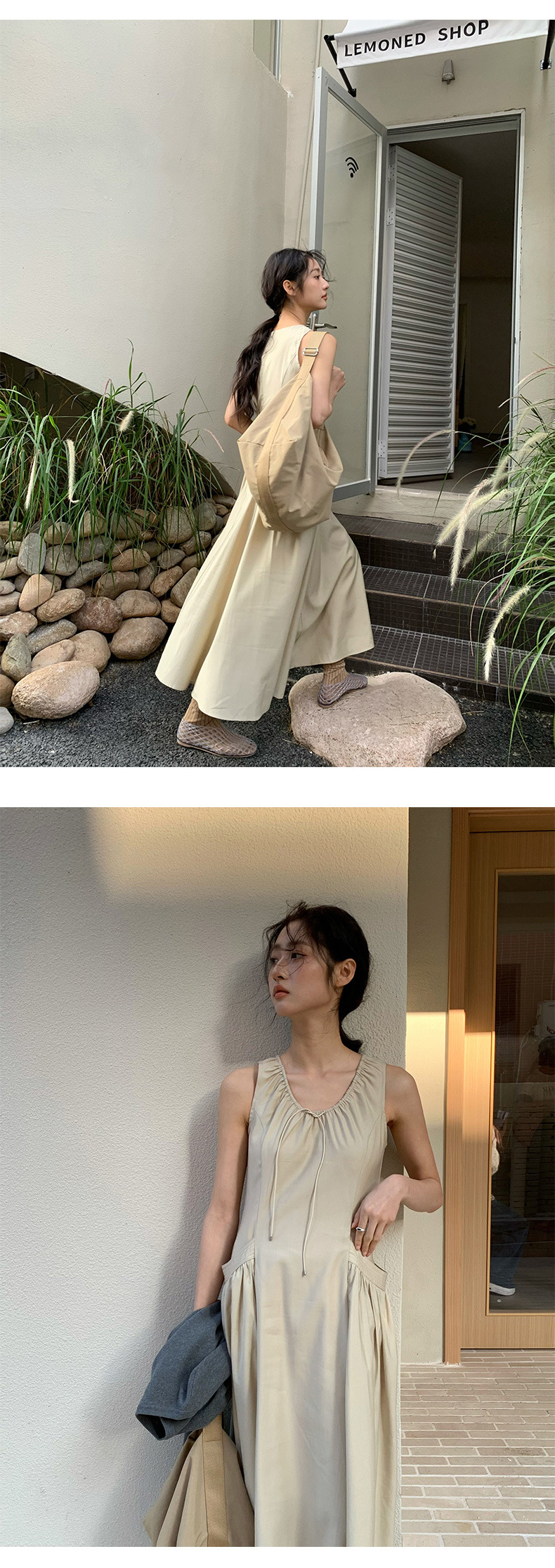 NEIHE内赫2025立体袋裙子夏天女简约吊带无袖连衣裙女春夏252187详情22