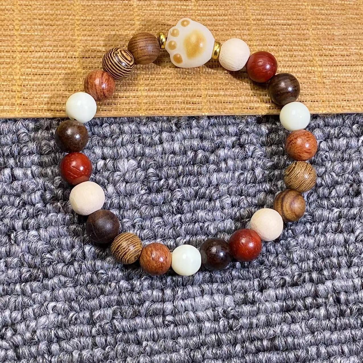 Green sandalwood bamboo Joint Rising Moonstone bracelet Running Ring style for men and women Sandalwood bracelet DIY pic 14