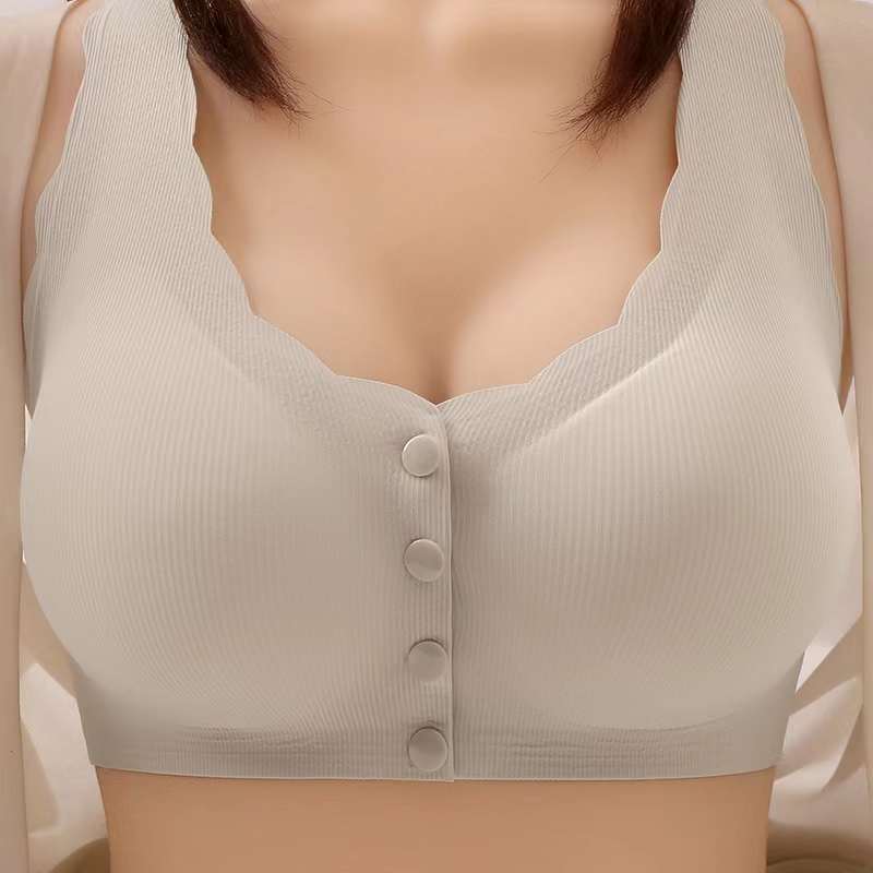 内衣女冰丝薄款前扣小胸聚拢无钢圈文胸舒适透气收副乳调整型胸罩详情1