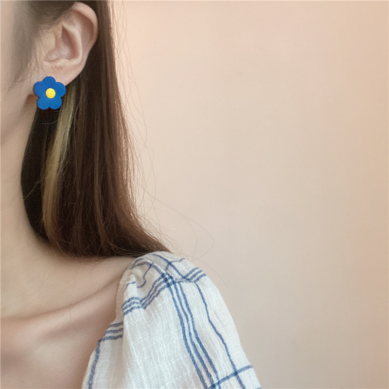 S925 Summer Hyuna style soft girl Fresh lacquered oil Drop petal earrings and stud earrings Trendy ins Niche Versatile earrings pic 7