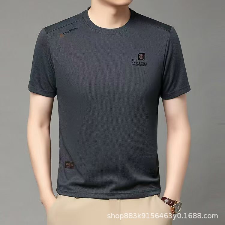 3222男士2025夏季中年男式短袖轻熟休闲时尚印花薄款圆领t恤男装详情5