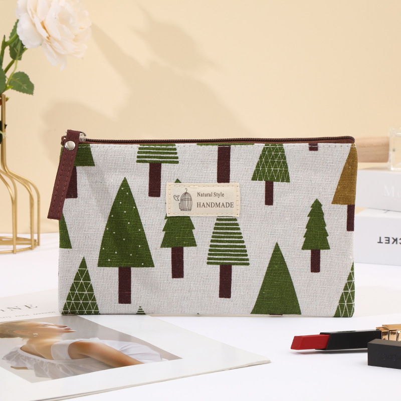 跨境现货布艺化妆包拉链袋多功能便携式收纳手拿洗漱包学生笔袋详情16