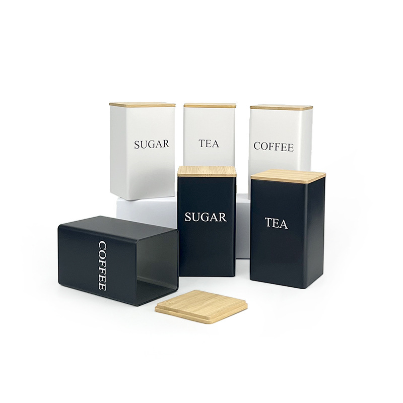 厨房用品竹盖方形铁盒coffeetea咖啡豆罐糖果茶叶包装现货茶叶罐详情2