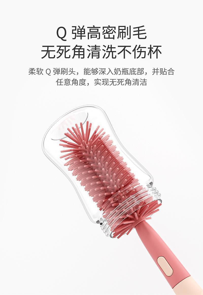 Three-piece set of baby bottle brush, special silicone pacifier brush for babies, portable bottle cleaning, 360-degree cleaning set pic 11