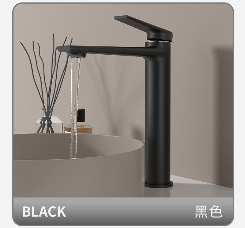 全铜加高冷热混水龙头静音洗脸盆浴室柜卫生间台上盆龙头开平水暖详情15