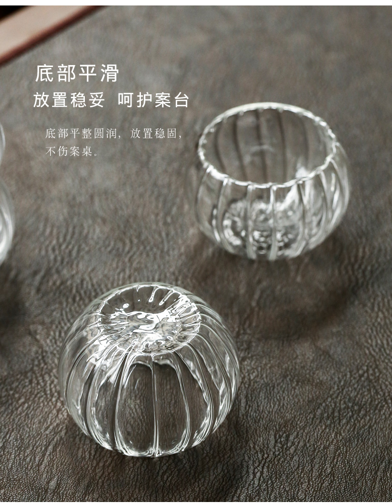 Pumpkin tea-tasting cup, heat-resistant glass tea cup set, home and office transparent tea brewing cup, double-layer heat-insulating water cup pic 10