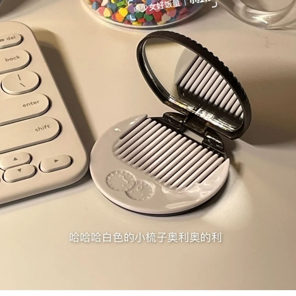 创意ins可爱奥利奥巧克力饼干镜子户外便携随身镜迷你折叠化妆镜.详情4