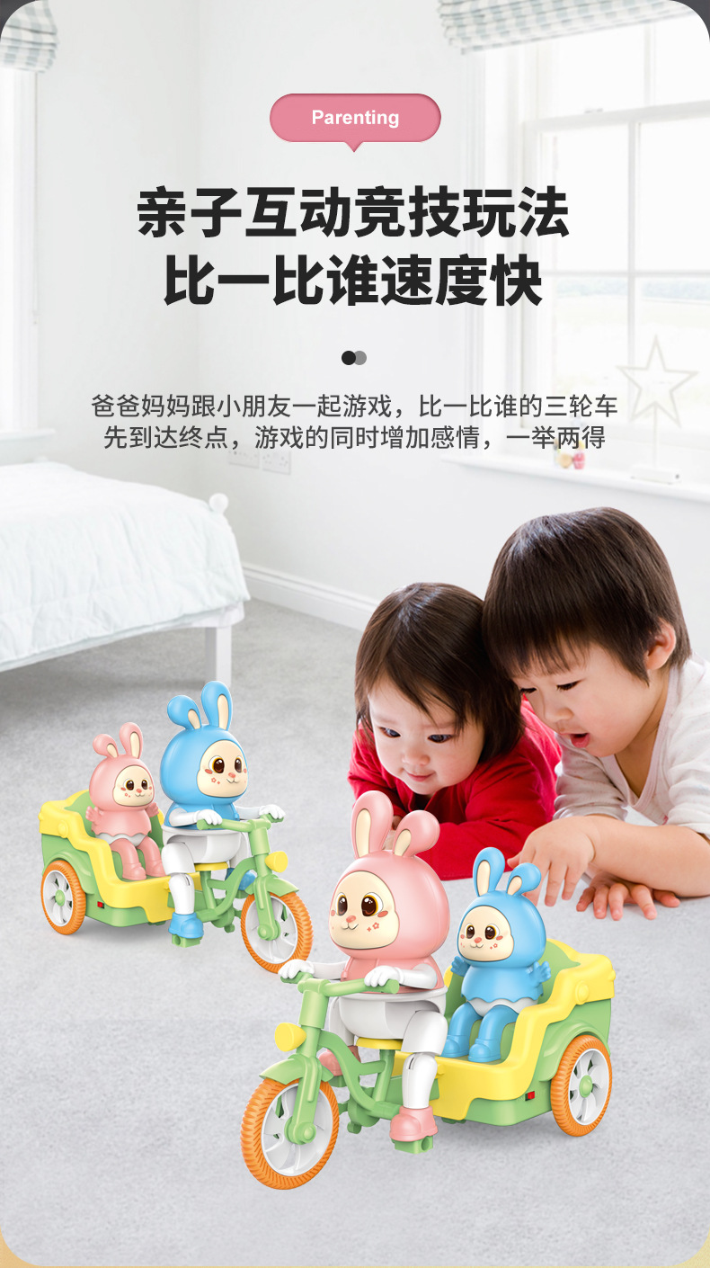 抖音同款 电动小萌兔踩三轮车 音乐灯光卡通电动三轮车 儿童玩具详情6