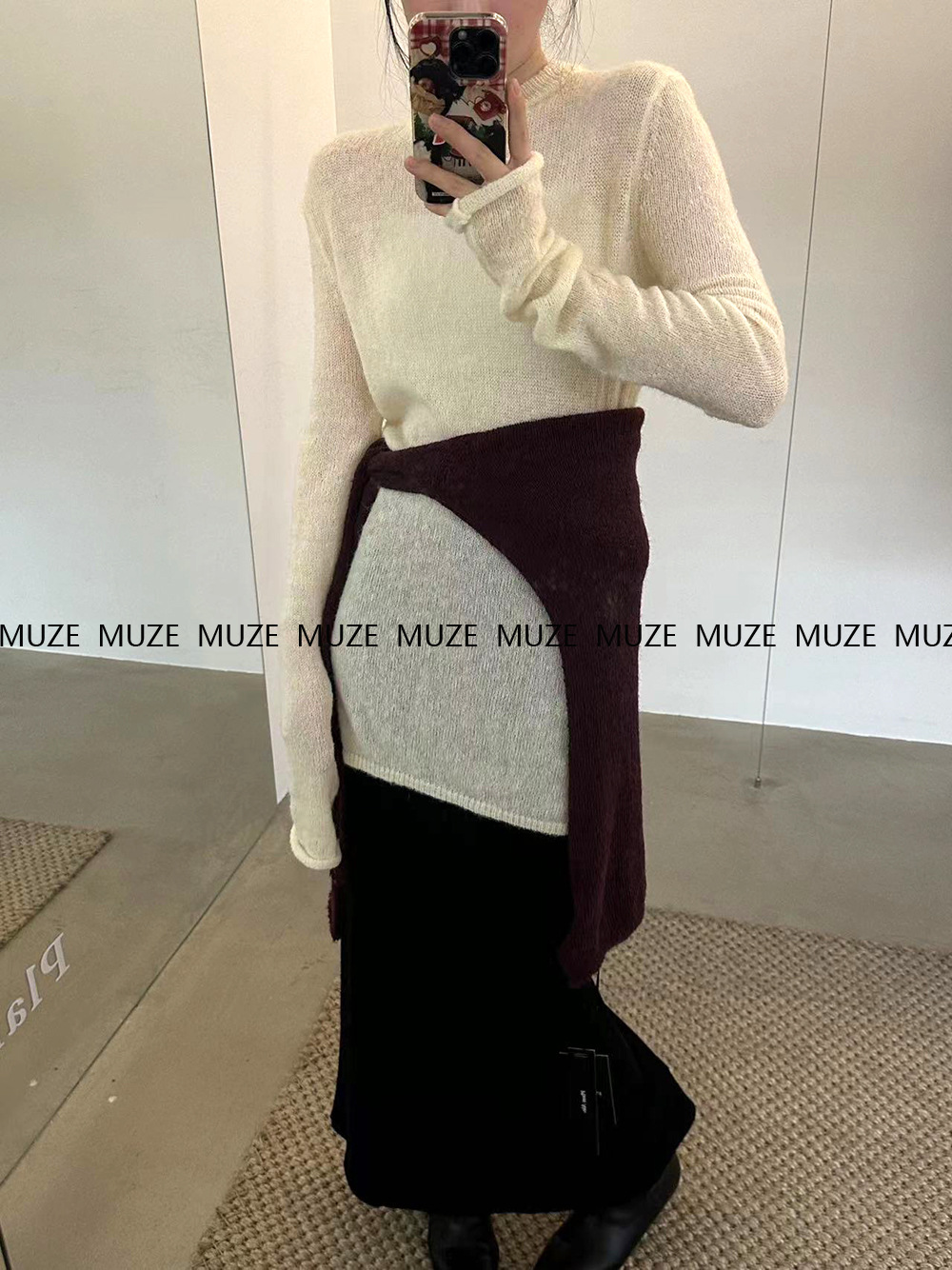 超薄羊毛修身打底衫~2024新款安静灰秋冬百搭混纺显瘦毛衣女5S20详情18