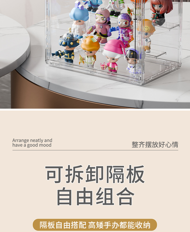 盲盒收纳展示架娃娃展示柜泡泡玛特收纳盒玩具防尘透明手办展示盒详情9