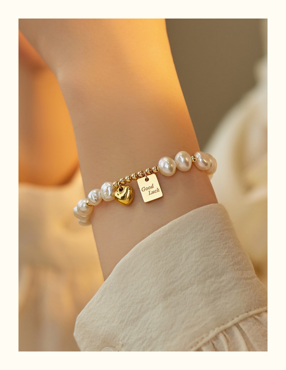 爱心Goodluck巴洛克淡水珍珠韩版时尚设计感ins新年手链异型手串详情10